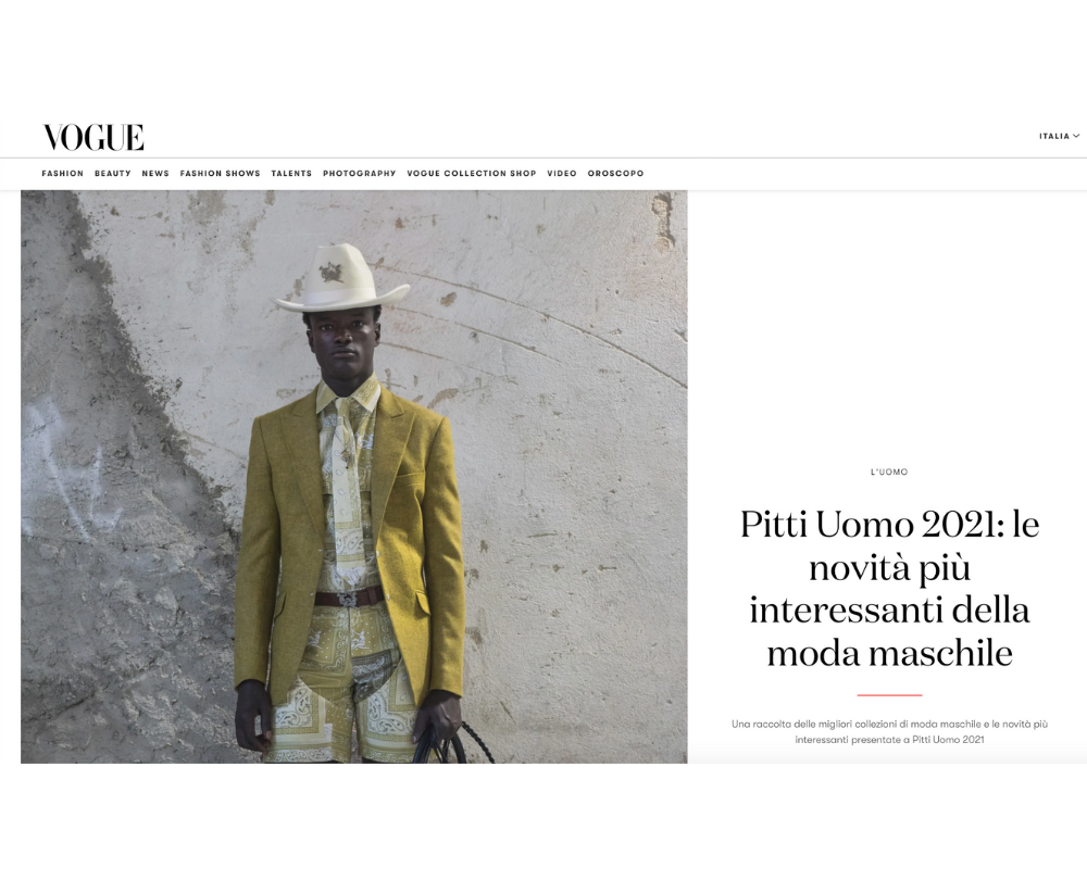 VOGUE - PITTI UOMO 2021. LE NOVITA' PIU' INTERESSANTI DELLA MODA MASCHILE.