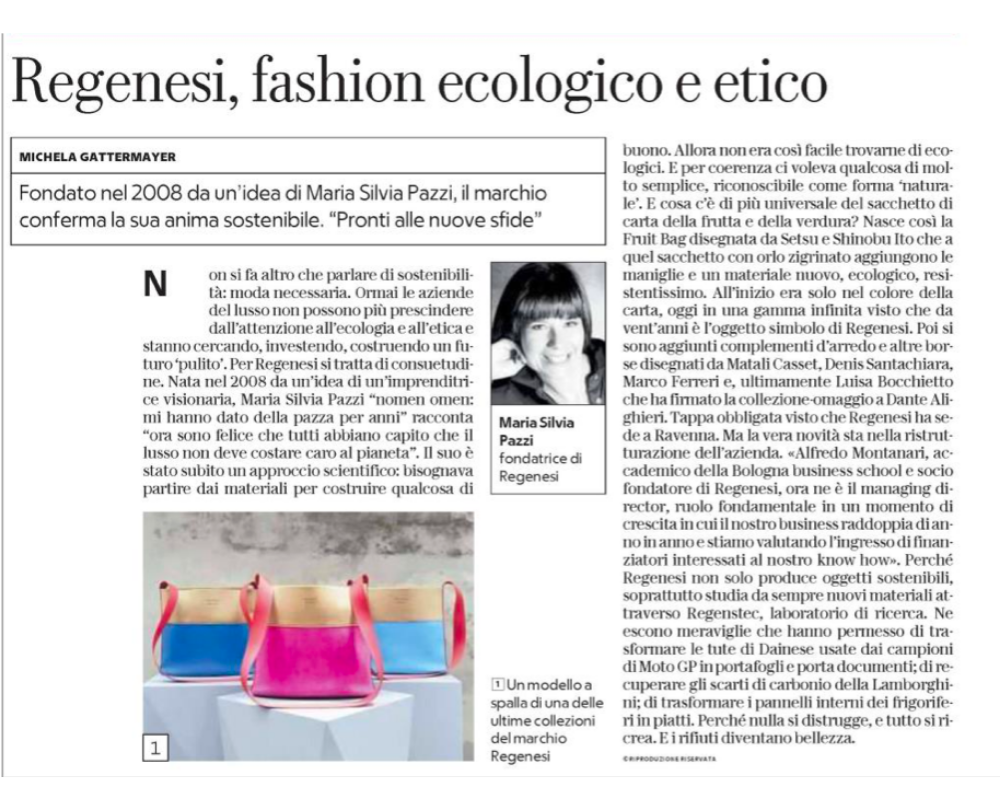 AFFARI E FINANZA - REGENESI, MODA ECOLOGICA ED ETICA