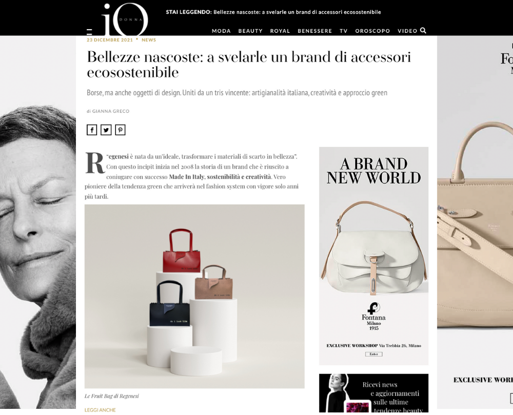 IO DONNA - BELLEZZE NASCOSTE: A SVELARLE UN BRAND DI ACCESSORI ECOSOSTENIBILE