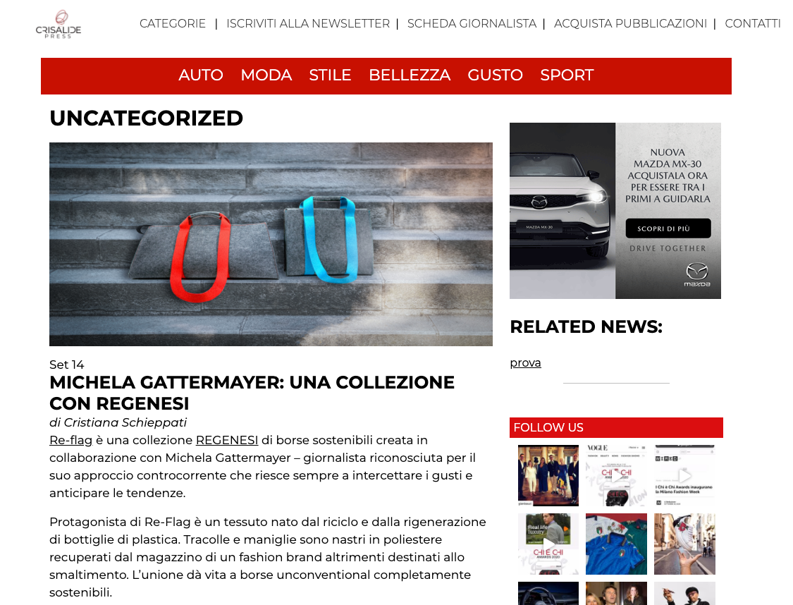 CRISALIDEPRESS · MICHELA GATTERMAYER: UNA COLLEZIONE CON REGENESI