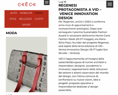 REGENESI PROTAGONISTA A VID – VENICE INNOVATION DESIGN