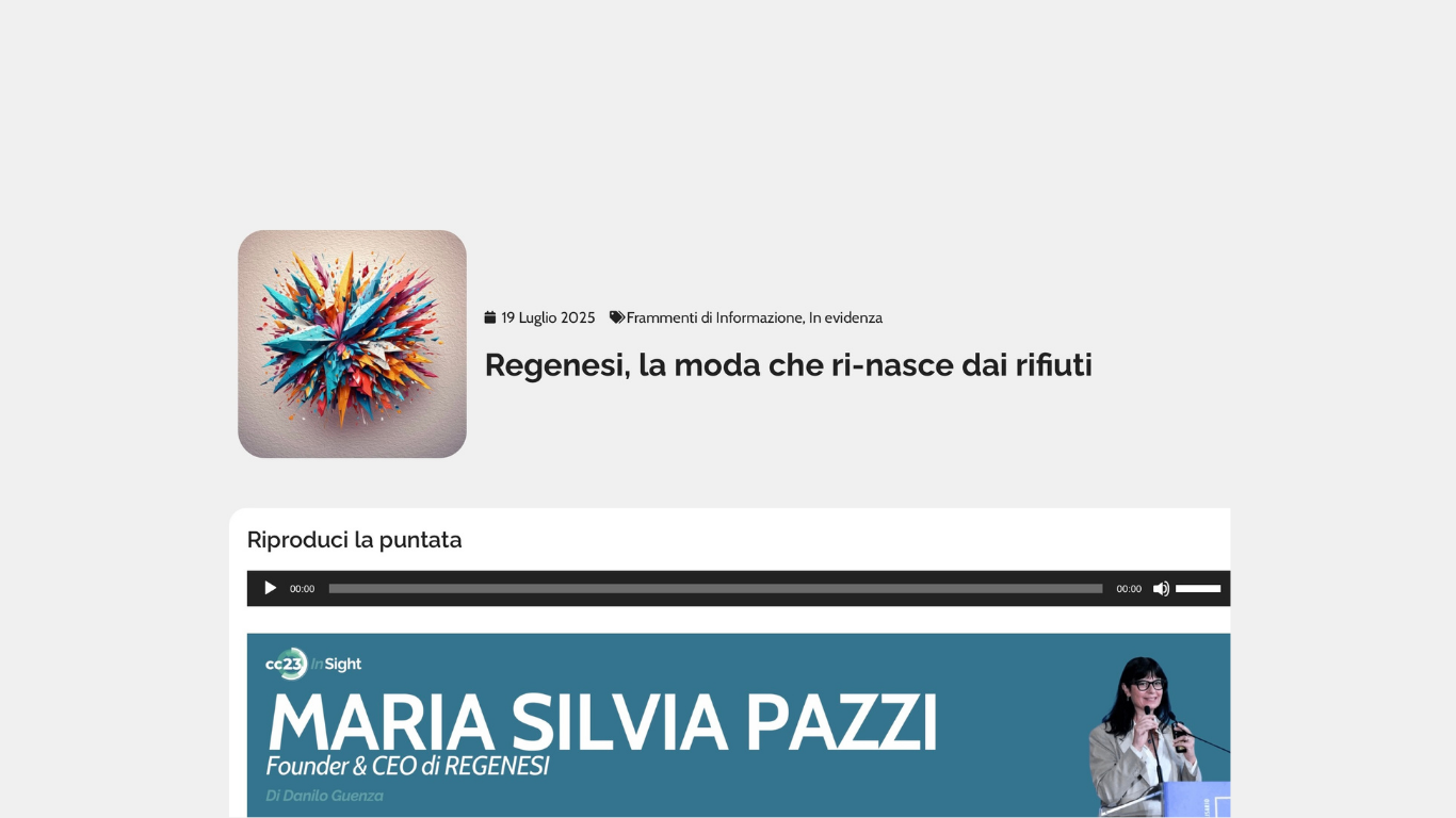 REGENESI, LA MODA CHE RI-NASCE DAI RIFIUTI