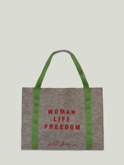 Maxi Shopping Beg in tessuto rigenerato Re-flag Regenesi Woman Life Freedom